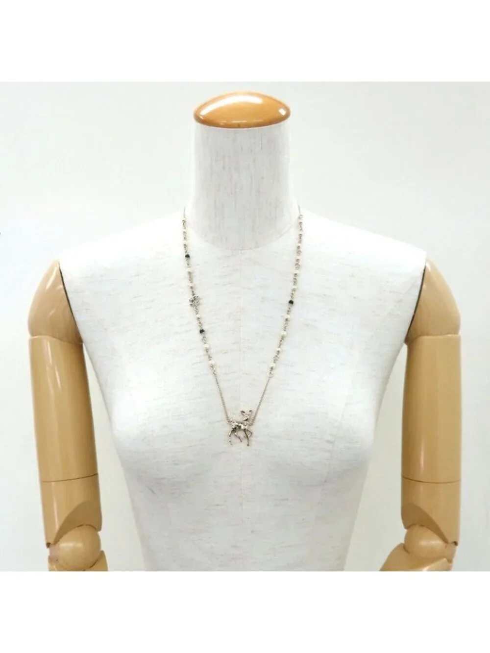 Chanel Bambi Necklace Faux Pearl Gold Stone Accessory